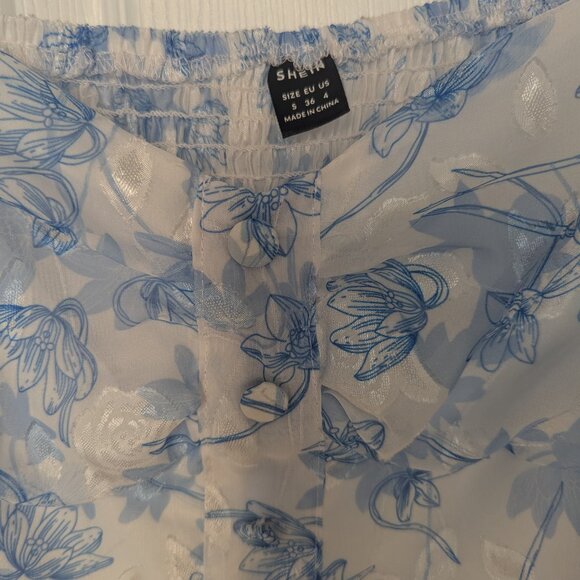 Shein blue and white blouse - small - Picture 2 of 5